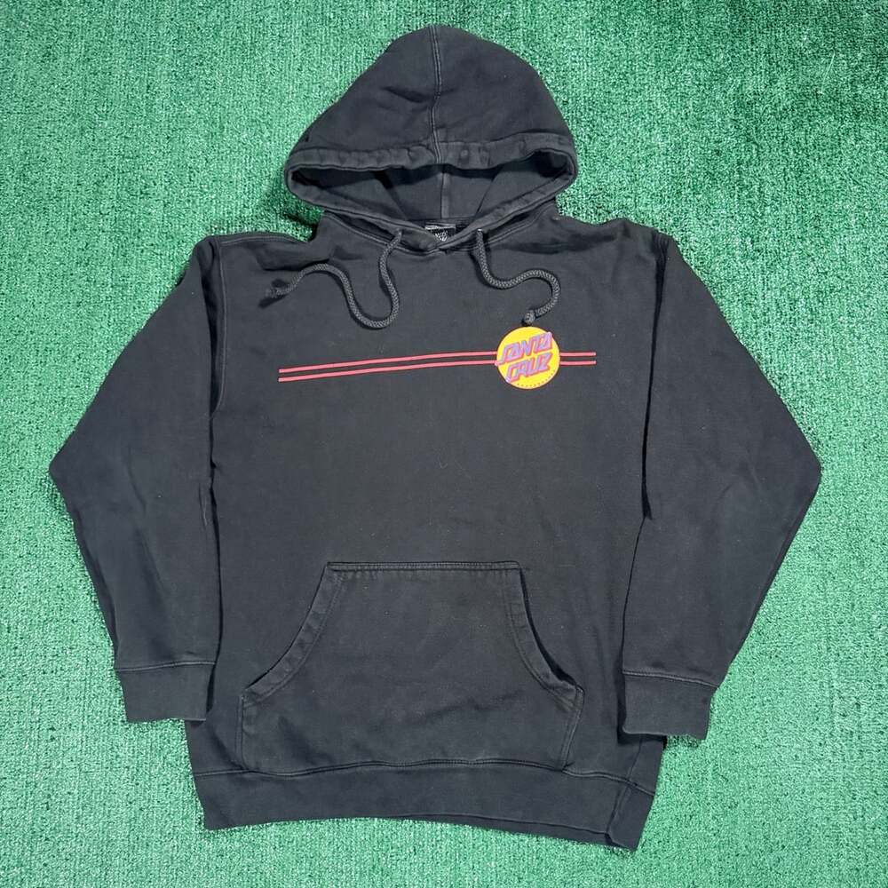 Santa Cruz Classic Dot Pullover Hoodie Size Medium Black Graphic Sweatshirt
